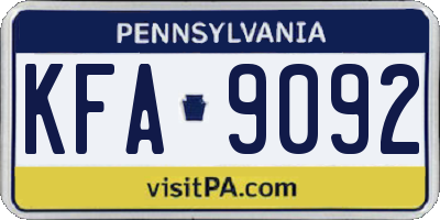 PA license plate KFA9092