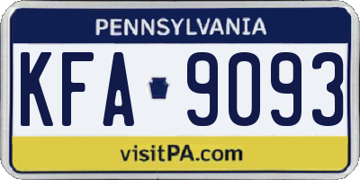 PA license plate KFA9093