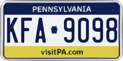 PA license plate KFA9098