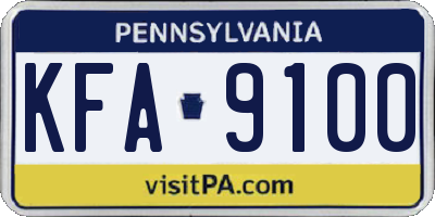 PA license plate KFA9100
