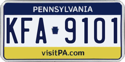 PA license plate KFA9101