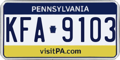 PA license plate KFA9103