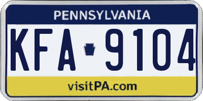 PA license plate KFA9104