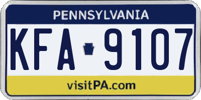 PA license plate KFA9107