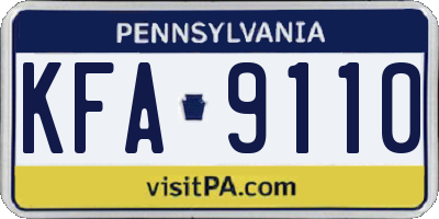 PA license plate KFA9110