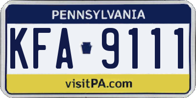 PA license plate KFA9111