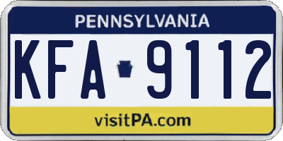 PA license plate KFA9112