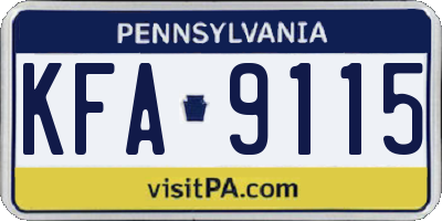 PA license plate KFA9115