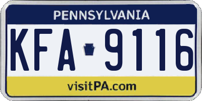 PA license plate KFA9116