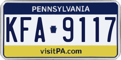PA license plate KFA9117