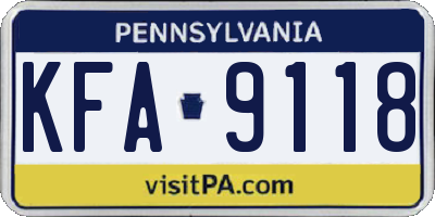 PA license plate KFA9118