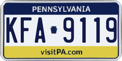 PA license plate KFA9119