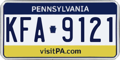 PA license plate KFA9121