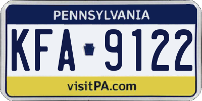 PA license plate KFA9122