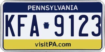 PA license plate KFA9123