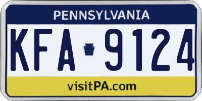 PA license plate KFA9124
