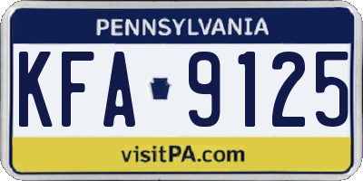 PA license plate KFA9125