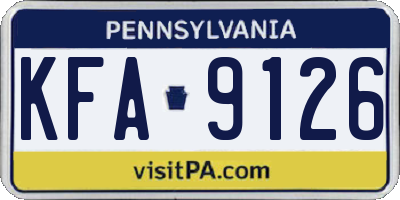 PA license plate KFA9126