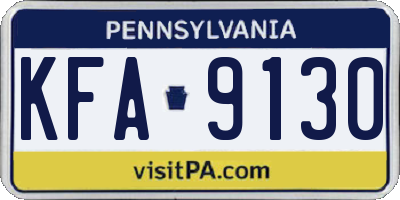 PA license plate KFA9130