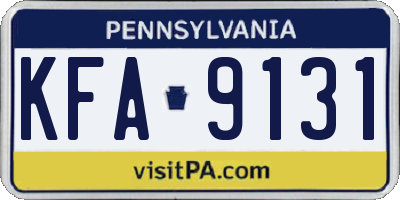 PA license plate KFA9131