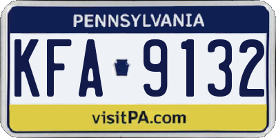 PA license plate KFA9132