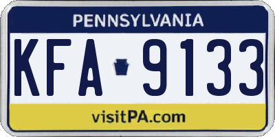 PA license plate KFA9133