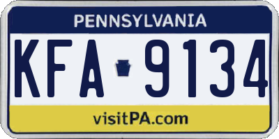 PA license plate KFA9134
