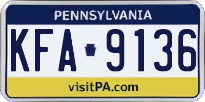 PA license plate KFA9136