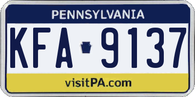 PA license plate KFA9137