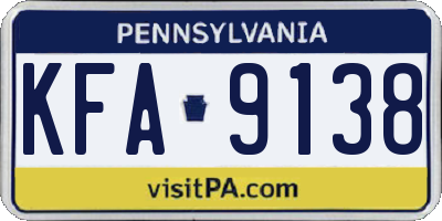 PA license plate KFA9138