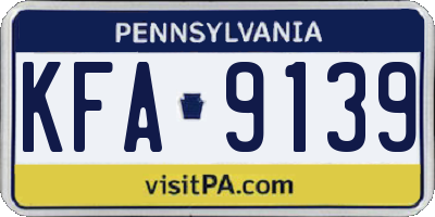 PA license plate KFA9139