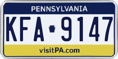 PA license plate KFA9147