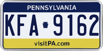 PA license plate KFA9162