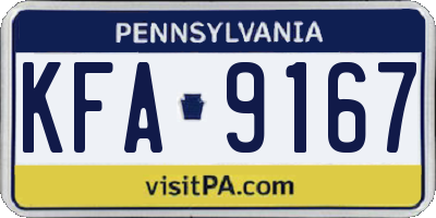 PA license plate KFA9167