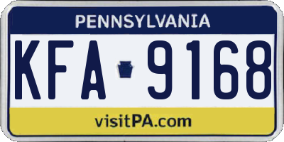 PA license plate KFA9168