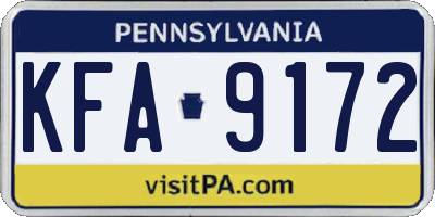 PA license plate KFA9172
