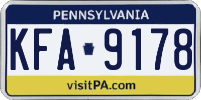 PA license plate KFA9178