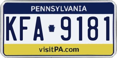 PA license plate KFA9181