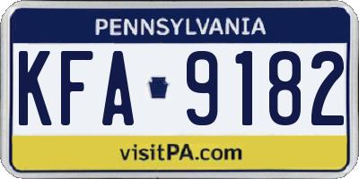 PA license plate KFA9182