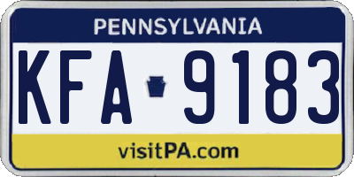 PA license plate KFA9183