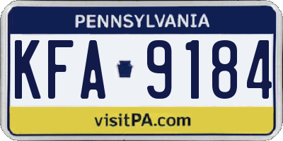 PA license plate KFA9184