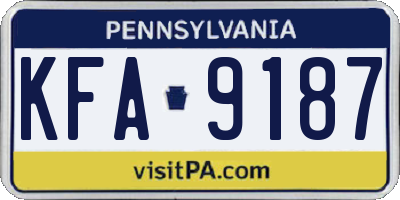 PA license plate KFA9187