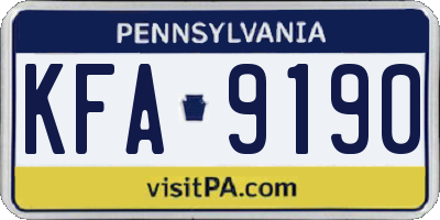 PA license plate KFA9190