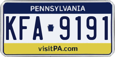 PA license plate KFA9191