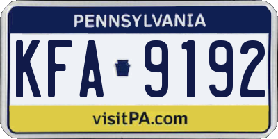 PA license plate KFA9192