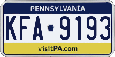 PA license plate KFA9193