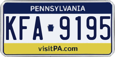 PA license plate KFA9195