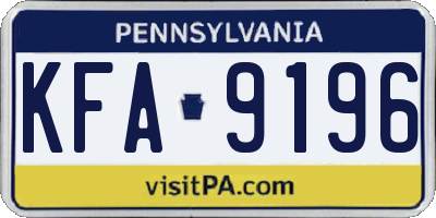 PA license plate KFA9196