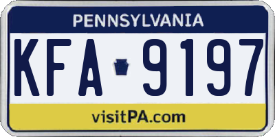 PA license plate KFA9197
