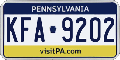 PA license plate KFA9202
